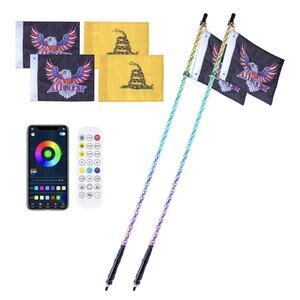 VEVOR LED‎ Whip Light 2PCS 5FT RGB Spiral Antenna Light Remote App ATV UTV RZR